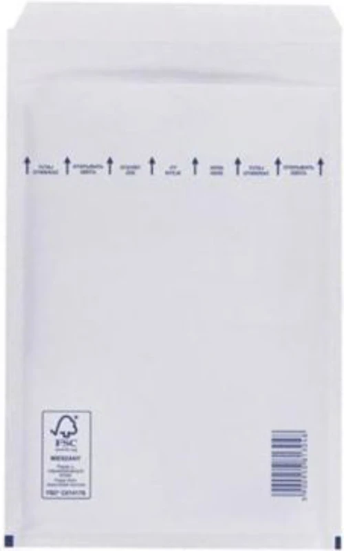 Plic cu protectie, 220 x 340 mm (interior), alb, banda silicon, 90 g/mp, 5 bucati/set