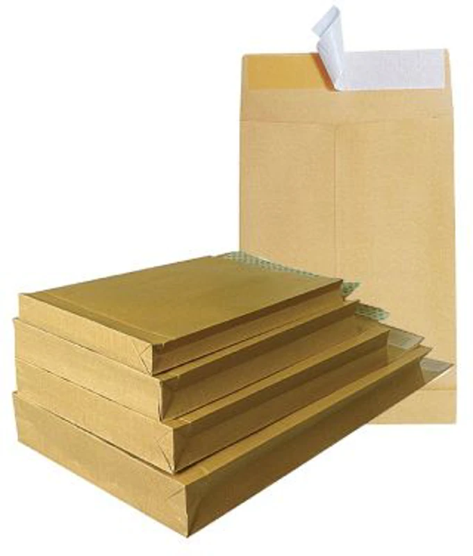Plic cu burduf, B4, 250 x 353 x 50 mm, kraft, banda silicon, 120 g/mp, 10 bucati/set