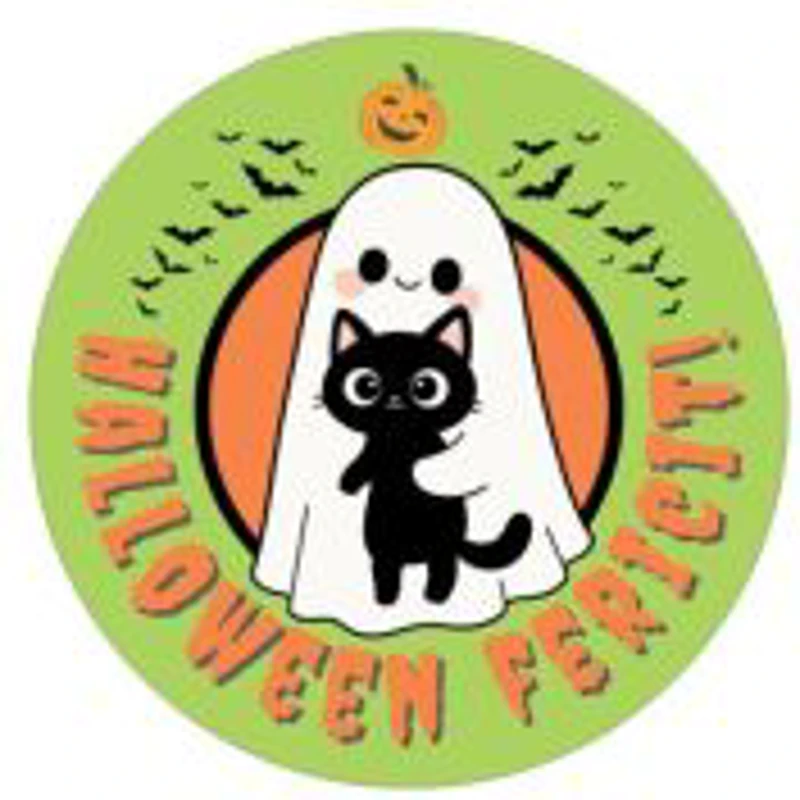 Insigna rotunda verde Halloween fericit!