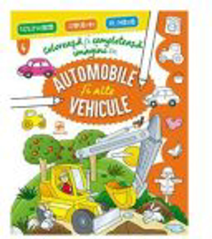 Coloreaza si completeaza imagini cu automobile si alte vehicule