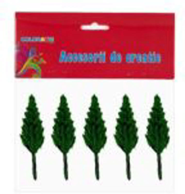 Accesorii creatie, plasticc, braduti Craciun, verde, 6 cm, set 5 buc, Colorarte, MY34