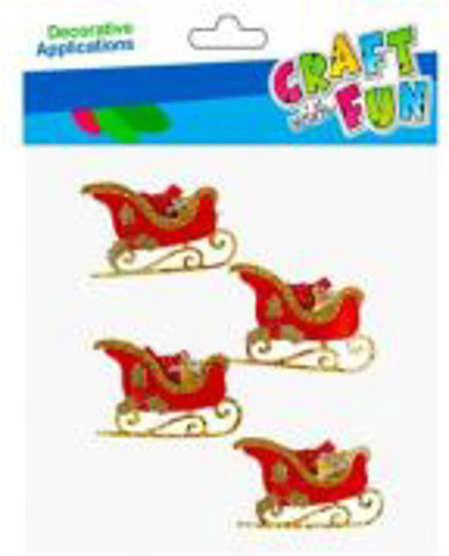 Accesorii creatie, sania lui Mos Craciun, decoratiune Craciun, set 4 buc, Craft with Fun, 501400
