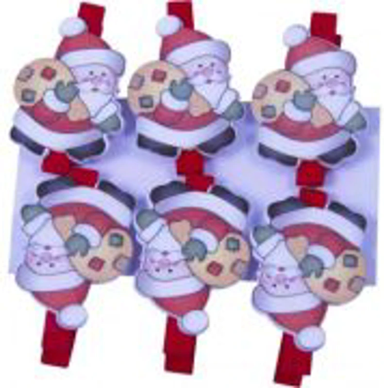 Accesorii creatie, lemn, carlig Mos Craciun, colorat, 3. 5 cm, set 6 buc, Colorarte