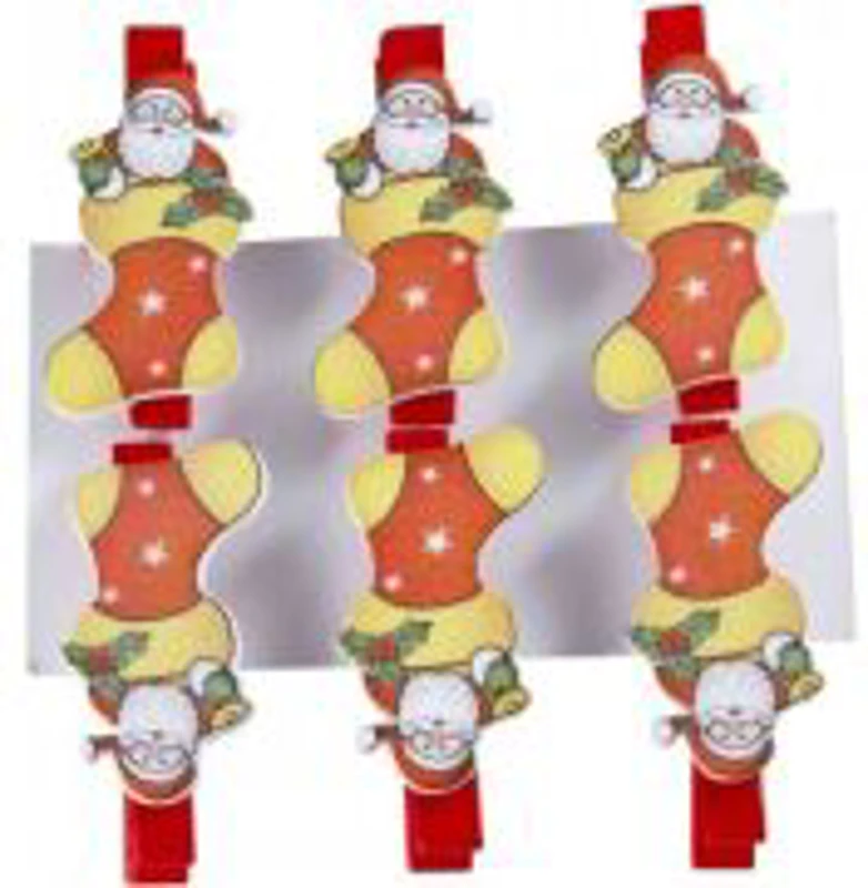 Accesorii creatie, lemn, carlig cizmulita Craciun, colorat, 3. 5cm, set 6 buc, Colorarte