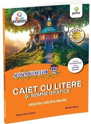 Caiet cu litere si semne grafice pentru grupa mare