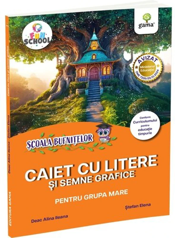 Caiet cu litere si semne grafice pentru grupa mare