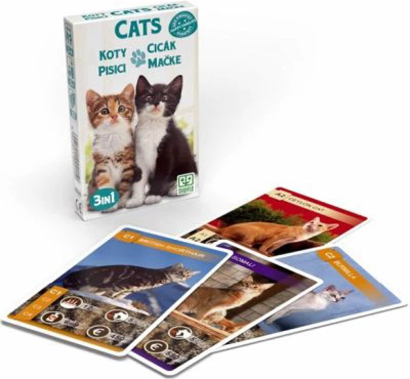 Set 3 jocuri cu carti intr-un singur pachet - Tema Pisici