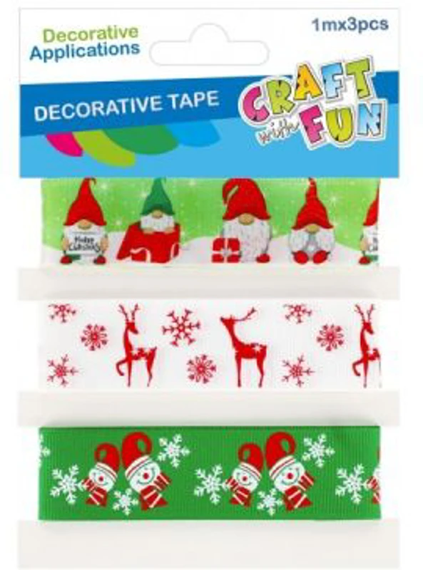 Accesorii creatie, banda decorativa Craciun, 3 modele x 1m, Craft with Fun, 545869