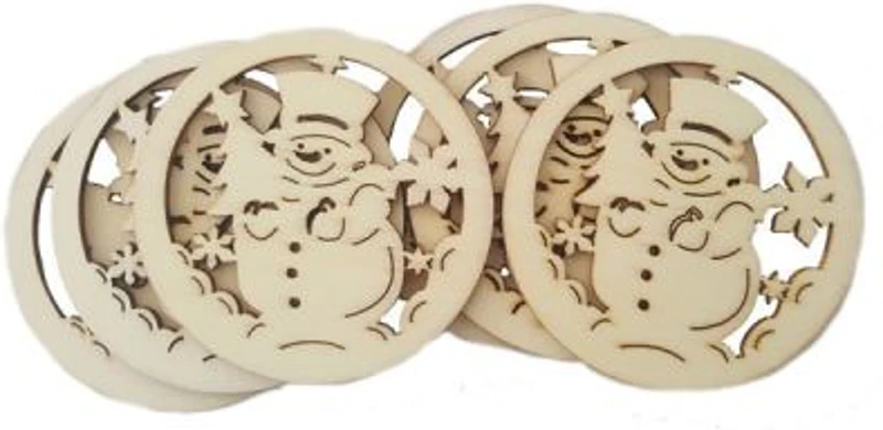 Accesorii creatie, lemn decupat, glob cu Om de zapada, set 6 buc, Colorarte, FS-MF