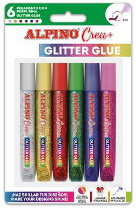 Lipici Glitter Classic, 6 buc/blister, ALPINO Crea+