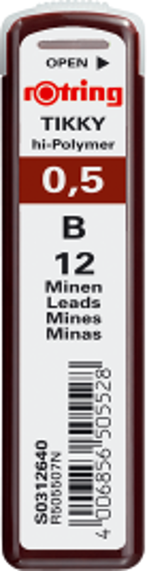 Mine creion mecanic Rotring Tikky, 0. 5mm, B, set 12 buc