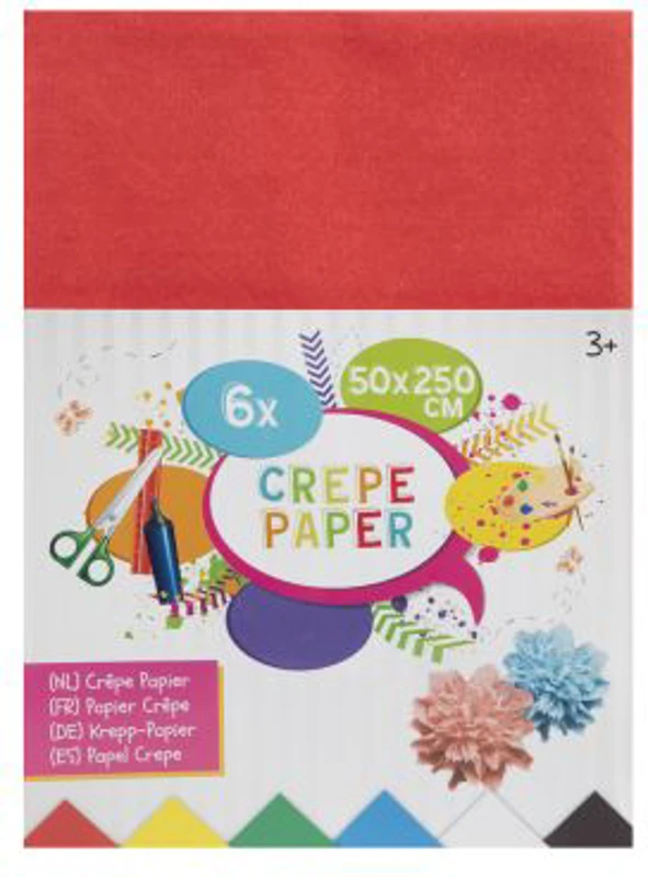 Hartie creponata Creative Craft, 6 culori, 50 x 250 cm