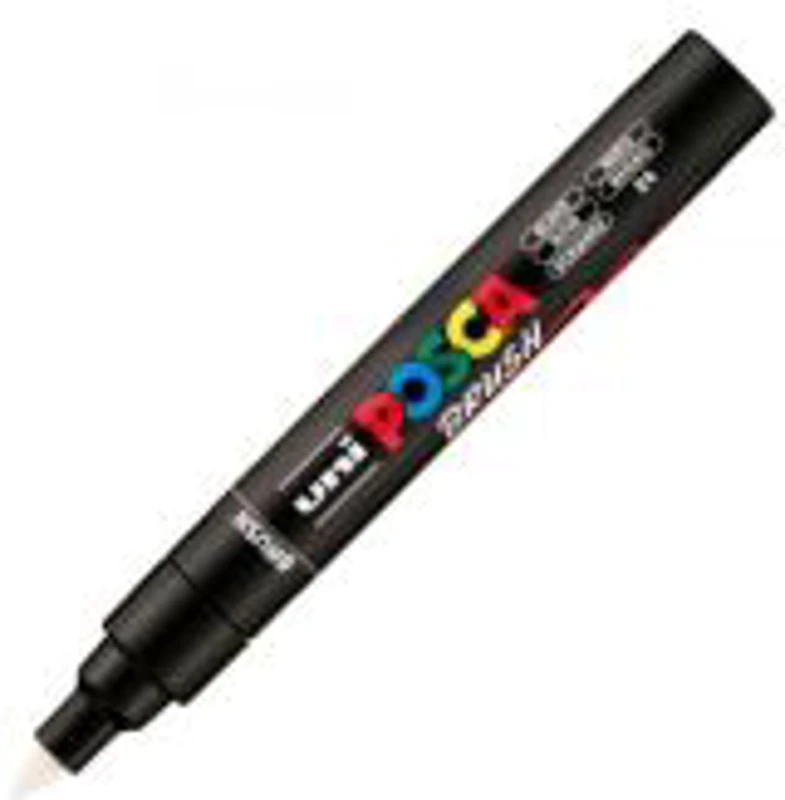 Marker UNI PC-5BR, varf pensula, 1-4 mm, negru, Posca (M1616)