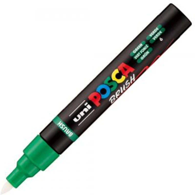 Marker UNI PC-5BR, varf pensula, 1-4 mm, verde, Posca (M1608)