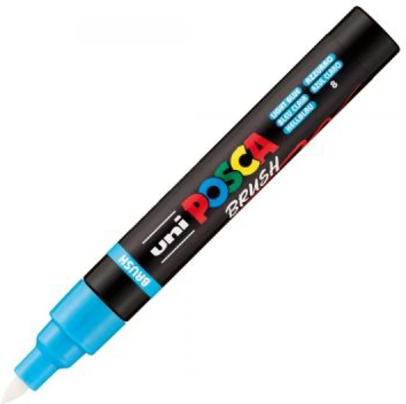 Marker UNI PC-5BR, varf pensula, 1-4 mm, albastru deschis, Posca (M1609)