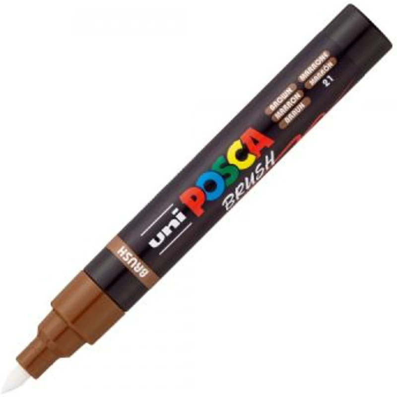 Marker UNI PC-5BR, varf pensula, 1-4 mm, maro, Posca (M1614)