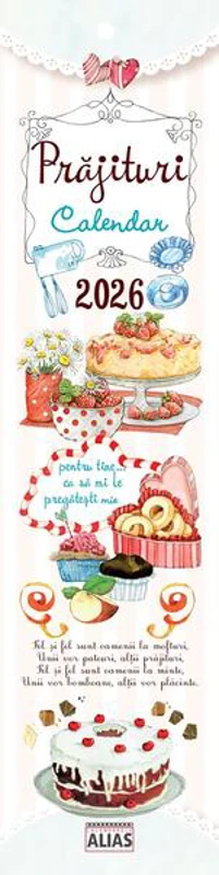Calendar Prăjituri 2026, format 7x29,5, 28 file
