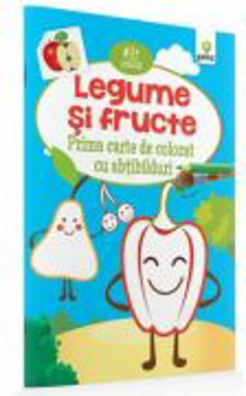 Prima carte de colorat cu abtibilduri.- Legume si fructe