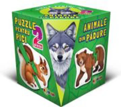 Puzzle 2 piese. Animale din padure