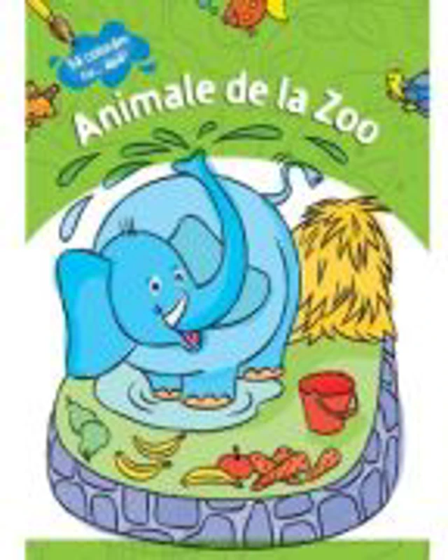 Animale de la Zoo. Carte de colorat cu apa