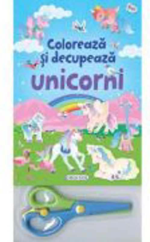 Coloreaza si decupeaza unicorni (albastru)