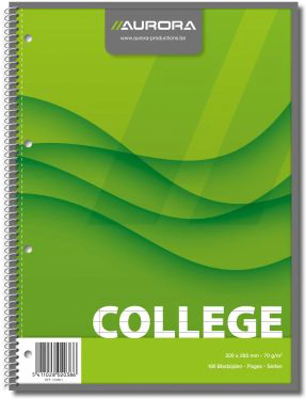 Caiet cu spirala, A4, 80 file - 70gsm, 4 perf., coperti carton, AURORA College - dictando
