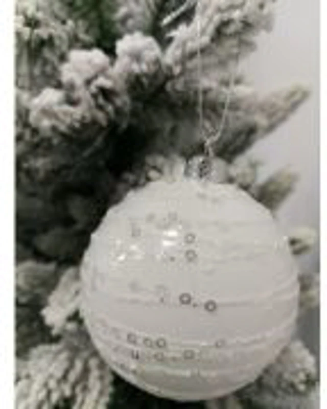 Glob plastic alb paiete Xmas 8 cm (A9-11009W8)