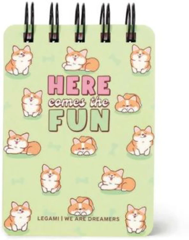 Carnet liniat dictando cu spirala, Corgi, Legami