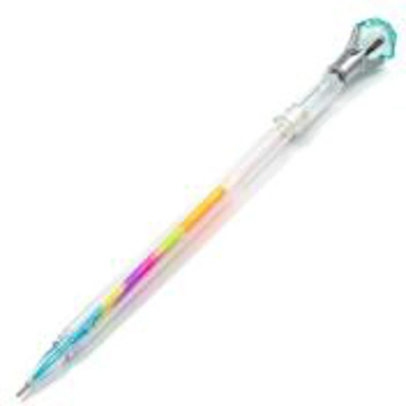 Pix cu gel CNX NO 323, 0.8mm, cu capac, corp transparent, scris neon multicolor, cu figurine diamant