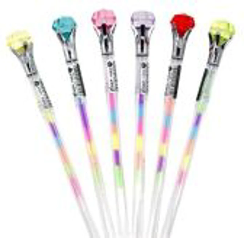 Pix cu gel CNX GP219, 0.8mm, cu capac, corp transparent, scris neon multicolor, cu figurine diamant