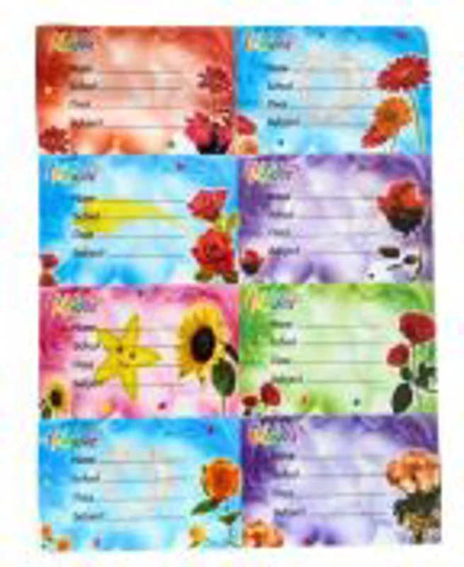 Etichete scolare CNX 8/coala, model flori, 10 coli/set