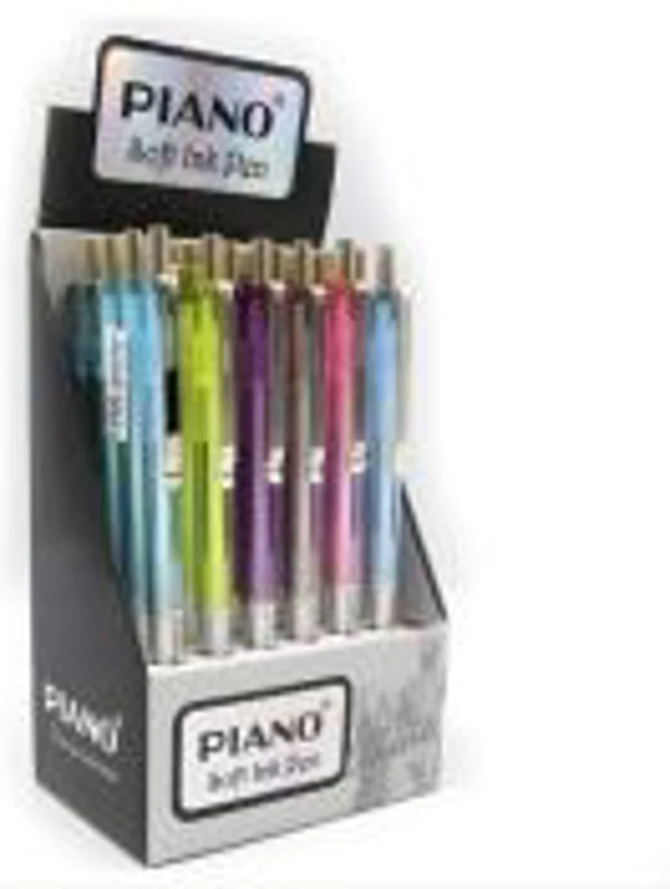 Pix cu bila CNX PT-017 Piano, 0. 7mm, cu mecanism, corp transparent, clips argintiu, diverse culori, culoare scriere albastru