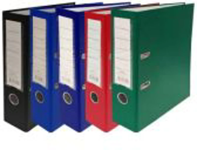 Biblioraft plastifiat dezasamblat, A4, portret, 7. 5cm, diverse culori, buzunar eticheta, inele metalice