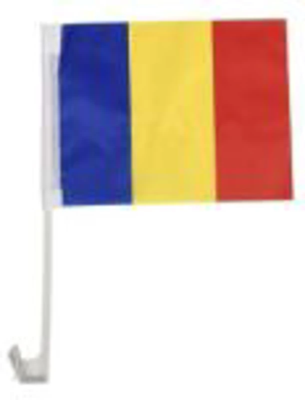Steag Romania 20x30cm, cu tiv si suport plastic pentru masina, CNX