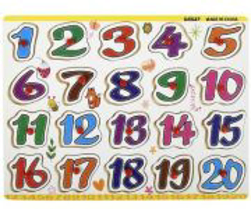 Puzzle lemn educativ - Invata Numere 1-20, 20 piese, 3+ ani, CNX, DX537