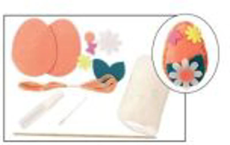 Set accesorii creatie ou fetru, 14cm, ac plastic, ata, lipici, vata sintetica, instructiuni