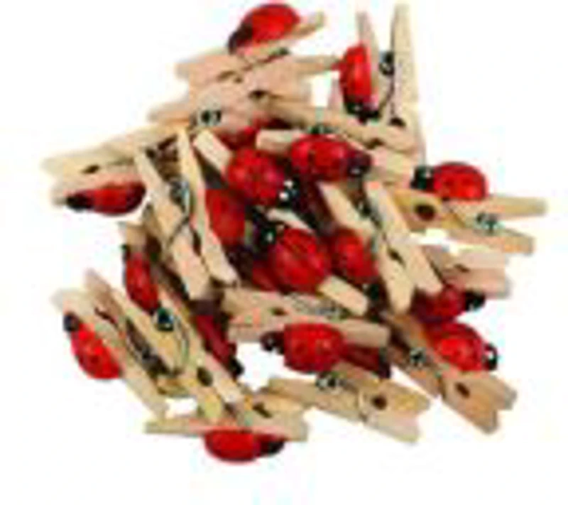 Accesorii creatie - lemn - carlig buburuze, natur, set 20 buc, Colorarte