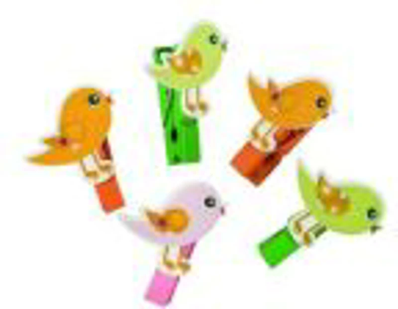 Accesorii creatie - lemn - carlig pasari, colorat, 3.5cm, set 6 buc, Colorarte