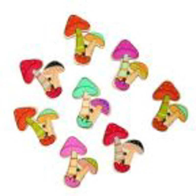 Accesorii creatie - lemn - ciuperci povesti, set 10-12 buc, Colorarte