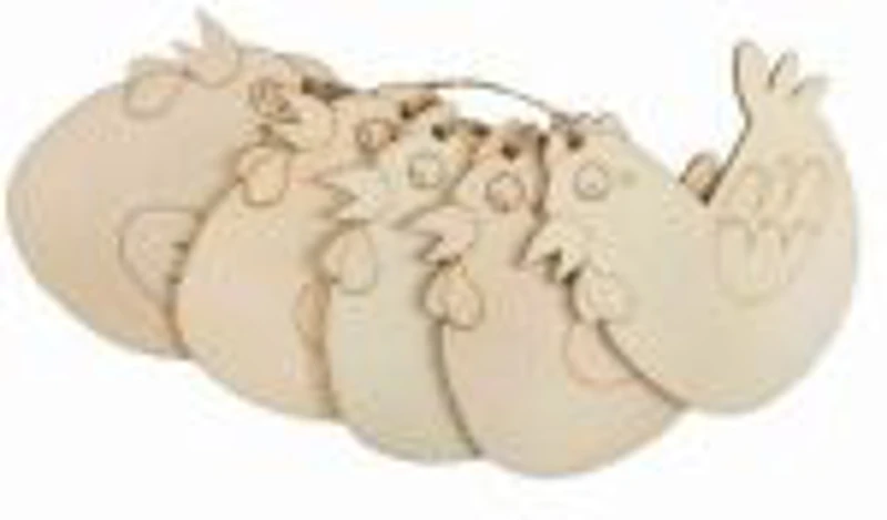 Accesorii creatie - lemn pirogravura - gaina, 7x7cm, set 5 buc, Colorarte