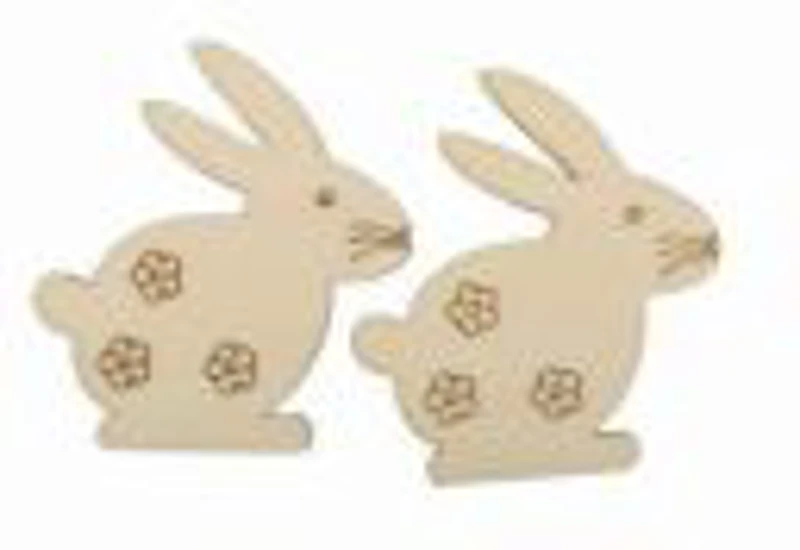Accesorii creatie - lemn pirogravura - iepuri, 8cm, set 5 buc, Colorarte