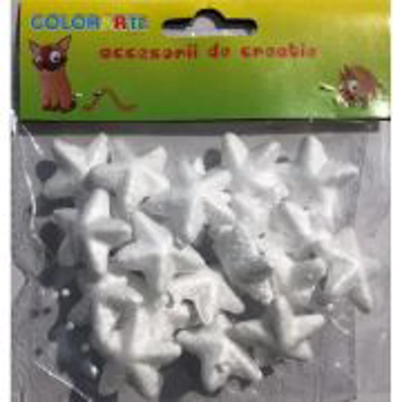 Accesorii creatie - polistiren - steluta, alb, 3cm, set 16 buc, Colorarte