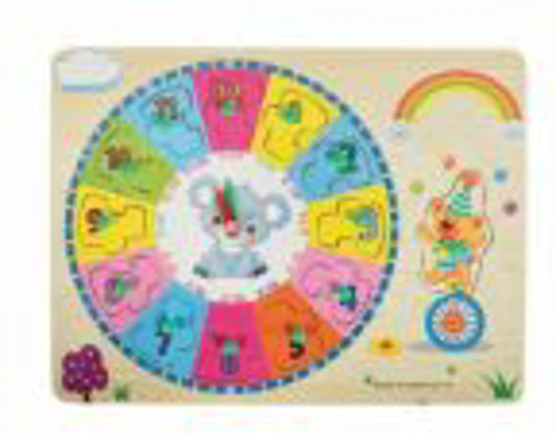 Puzzle lemn educativ - Invata ceasul, diverse modele, 13 piese, 3+ ani, Colorarte, L 22-19
