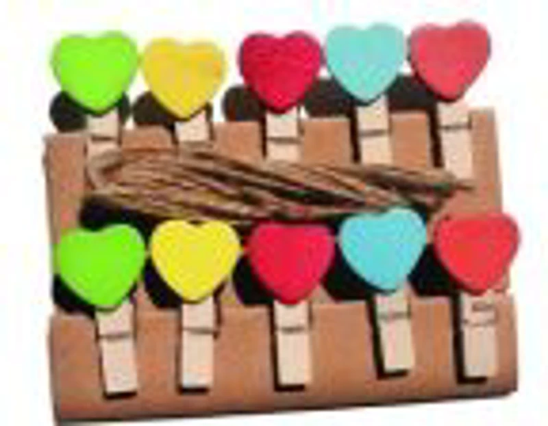 Accesorii creatie - lemn - carlig inimioare, set 10 buc, Colorarte