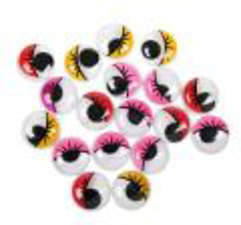 Accesorii creatie - ochisori mari plastic, diverse culori, 15mm, cu gene, set 6 buc, Colorarte
