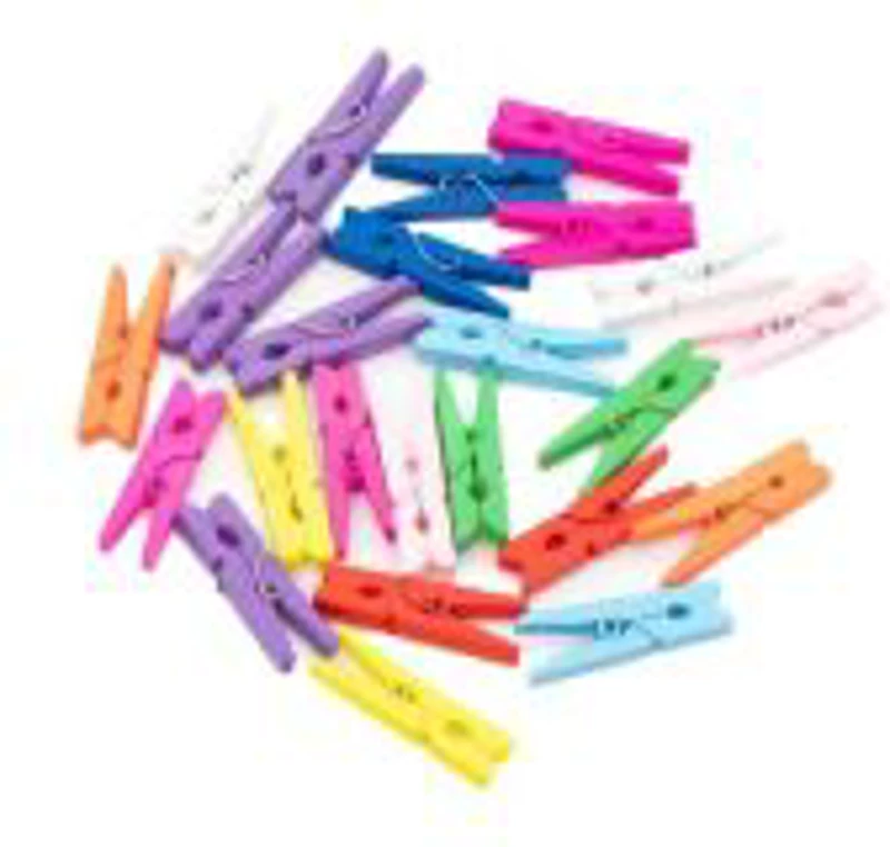 Accesorii creatie - lemn - carlig, diverse culori, 3cm, set 24 buc, Colorarte
