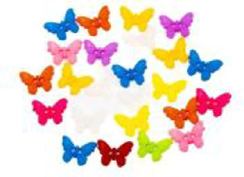 Accesorii creatie - nasturi fluturi plastic, diverse culori, 15mm, set 24 buc, Colorarte