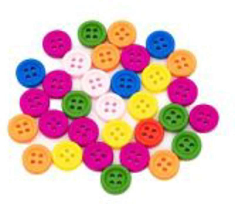 Accesorii creatie - lemn - nasturi, 12mm, diverse culori, set 32 buc, Colorarte