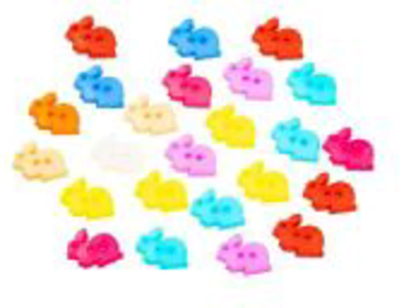 Accesorii creatie - nasturi iepuri plastic, diverse culori, 18mm, set 24 buc, Colorarte
