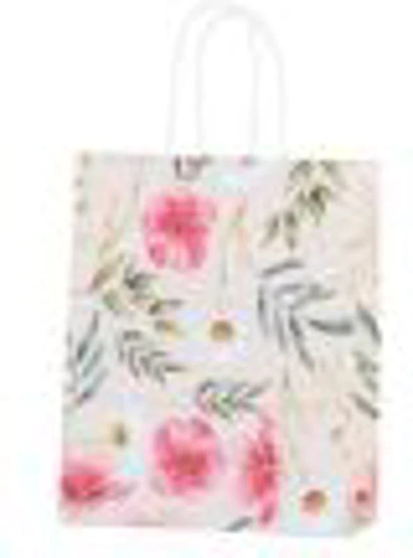 Punga cadou Colorarte 27663, B5, 18x22x8cm, 90g/mp, ivory, manere din hartie rasucita, motive florale